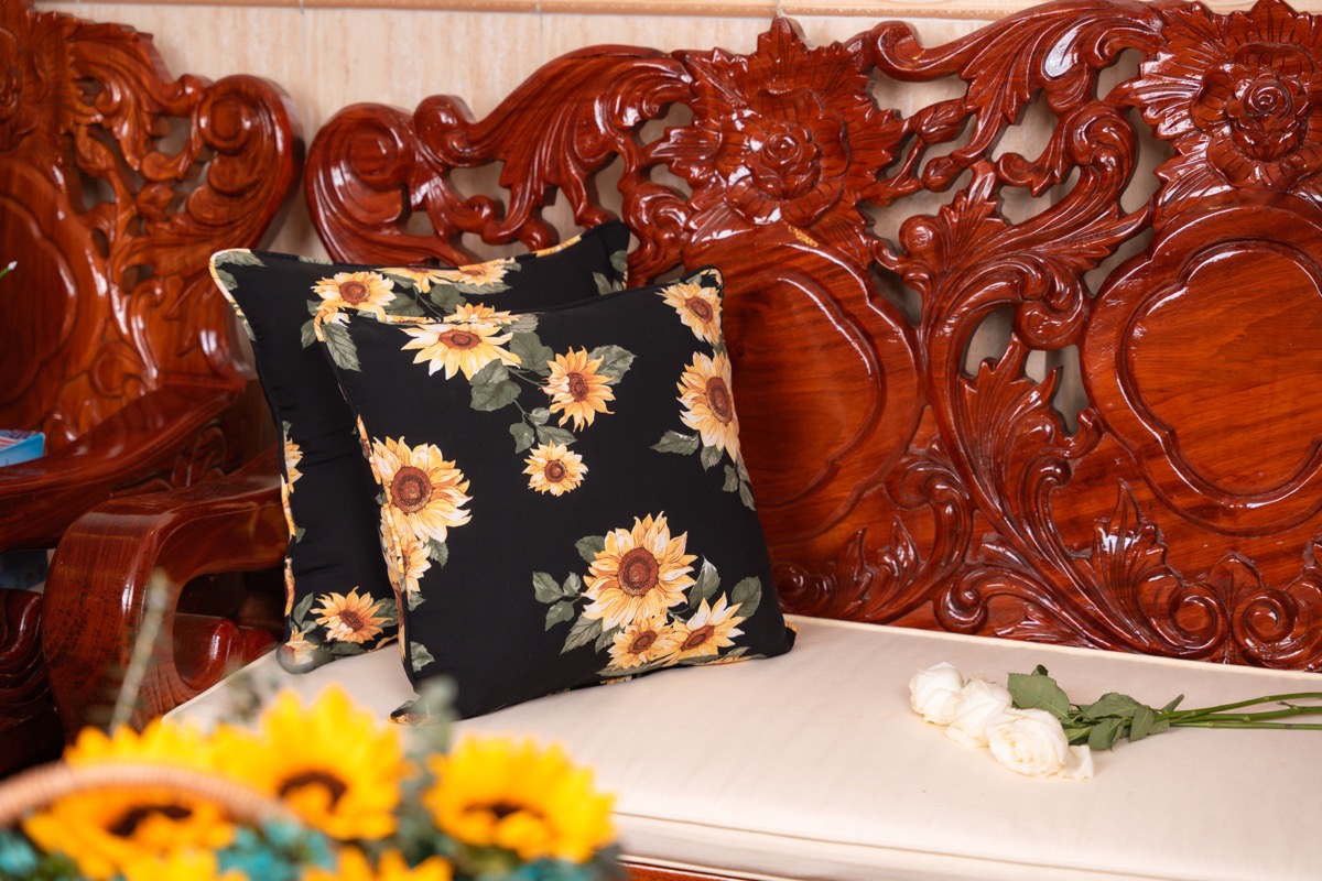 Sunflower print cushions